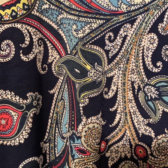 Tee For The Soul Dress, Cream w/Black Stripes & Navy Paisley Design, Small - Picture 7 of 8